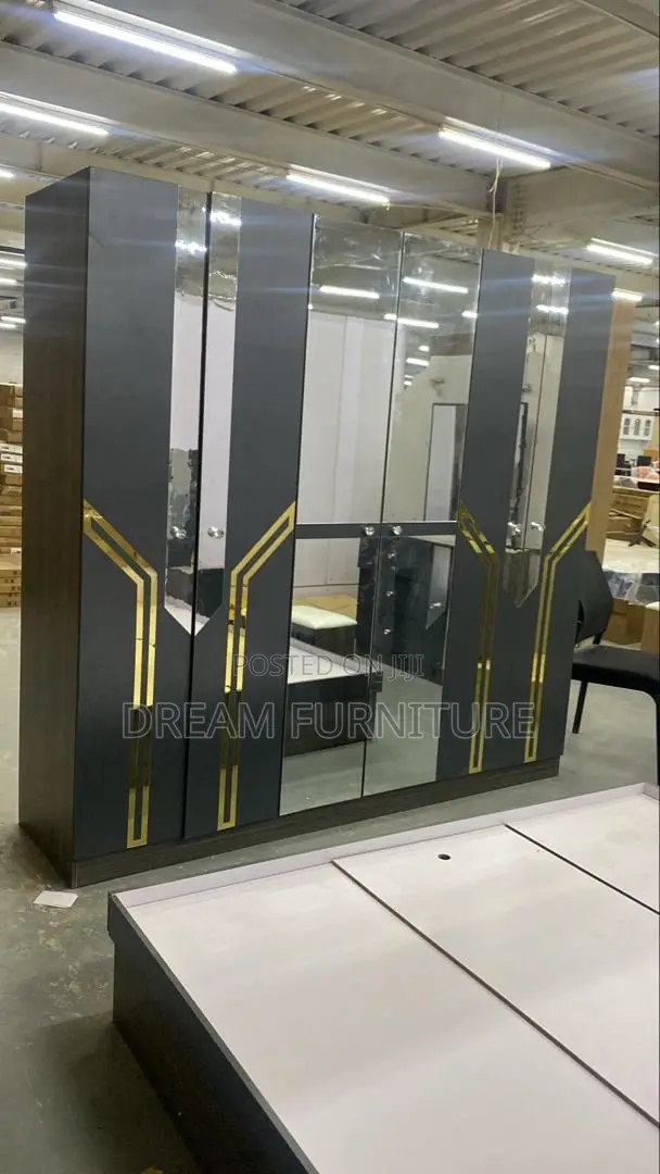 Executive Six Doors Wardrobe(Dark Gray)