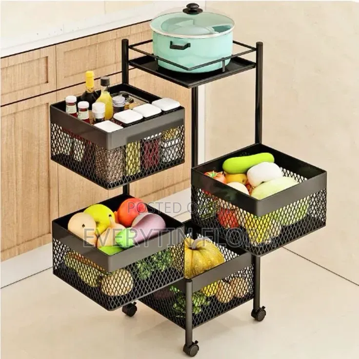 5-Tier Multi Purpose Rolling Mesh Storage Trolleys Organizer
