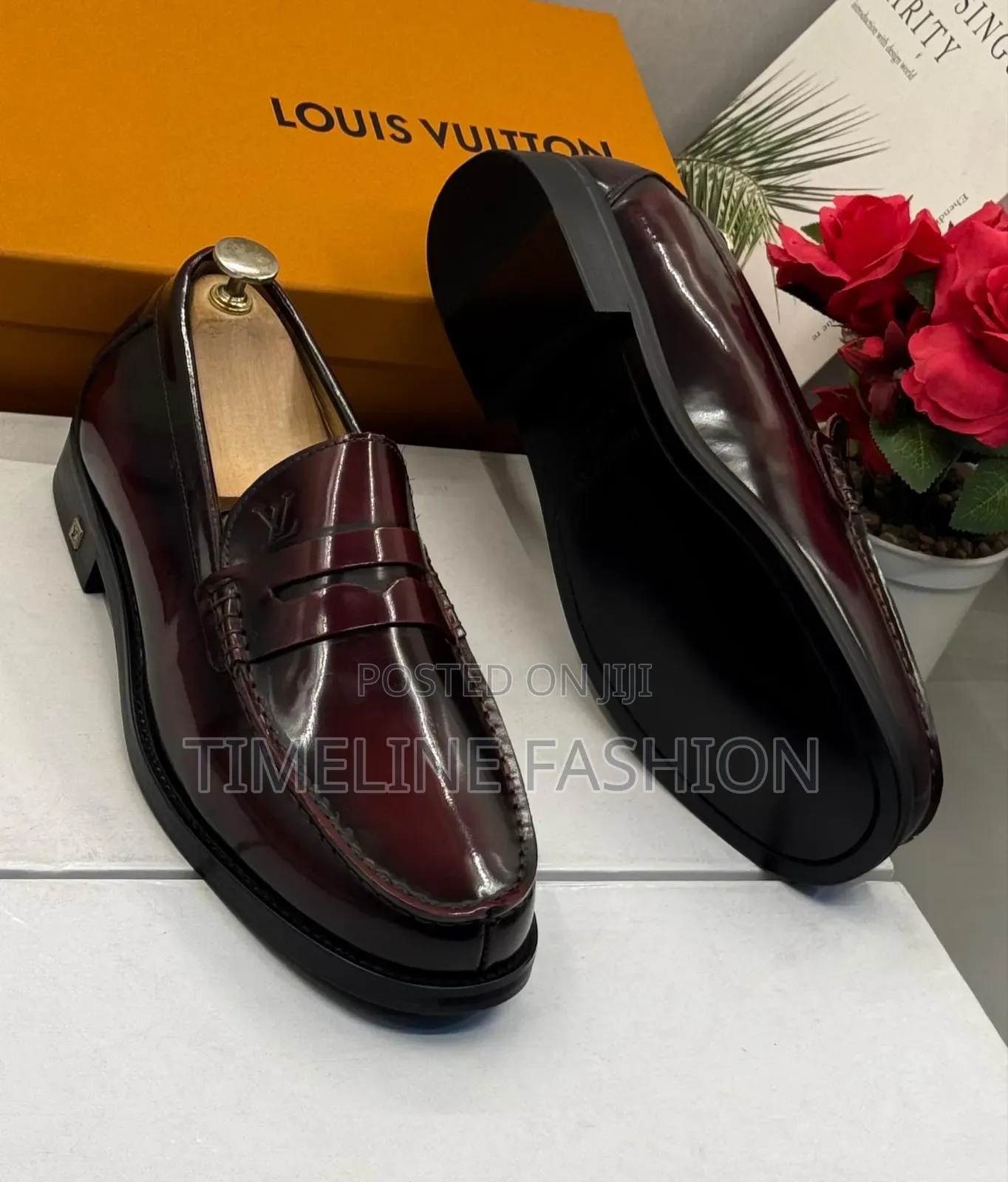 Quality Wine Colour Louis Vuitton Executive Men's Loafers Shoes