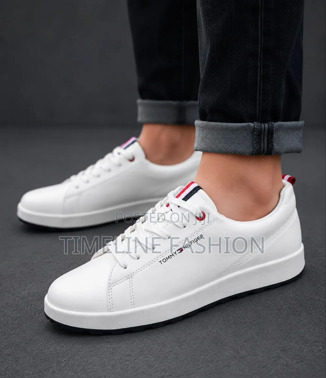 All White Tommy Hilfiger Classic Men's Leather Sneakers