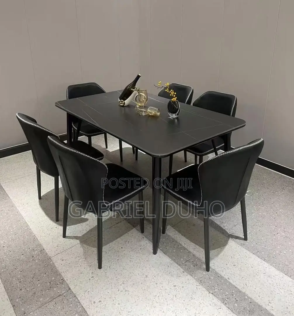 6 Seater Mable Dining Table Set