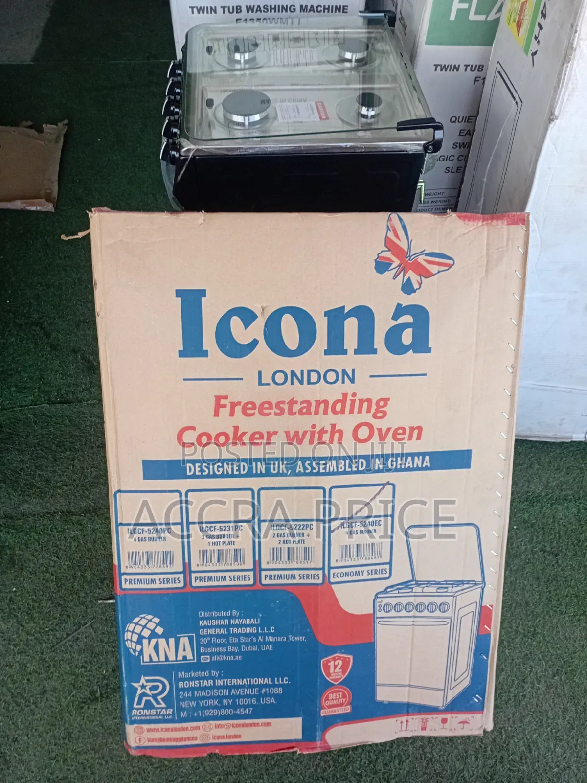 Icona Gas Cooker and Oven 50x50 Black