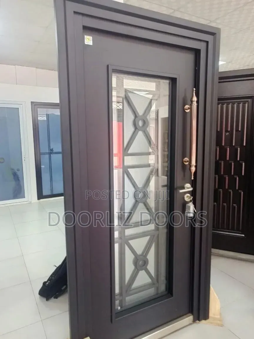 Black Single Security Door With Accessories