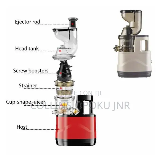 Professional Electric Slow Juicer – 95% High Juice Yield - Red