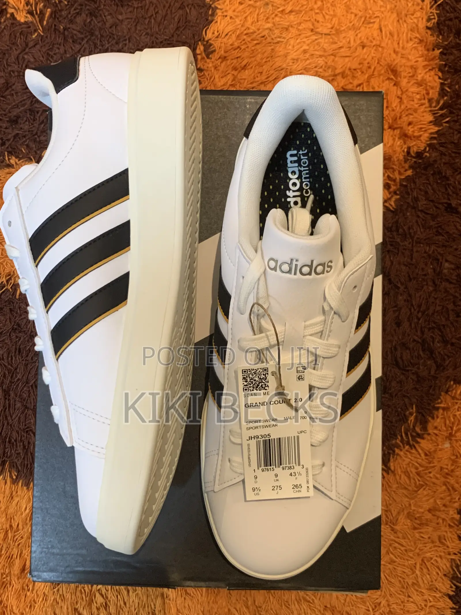 Adidas Grand Court 2.0 White,Black Stripes
