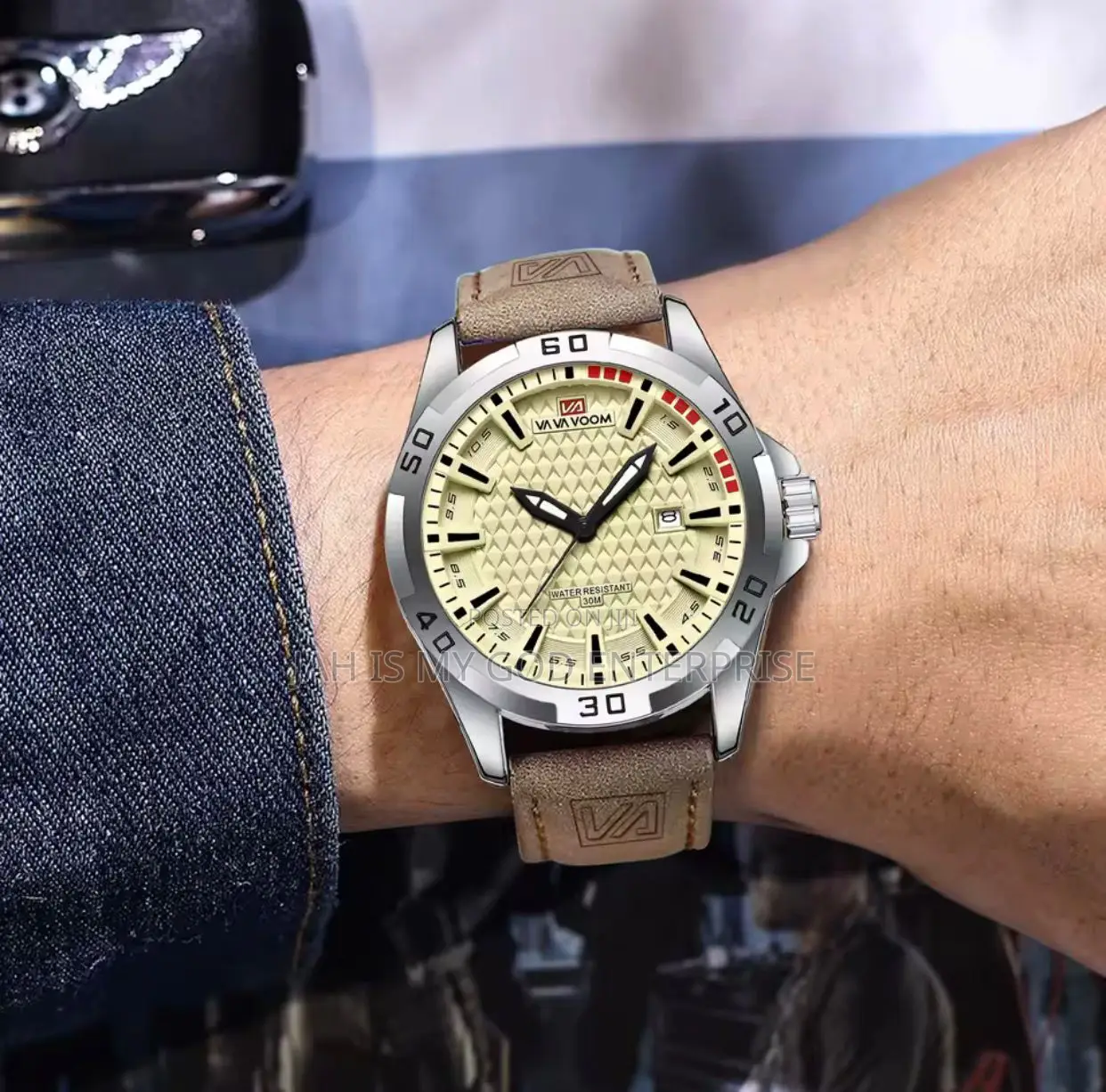 Va Va Voom Men Casual Sport Military Quartz Leather Watch
