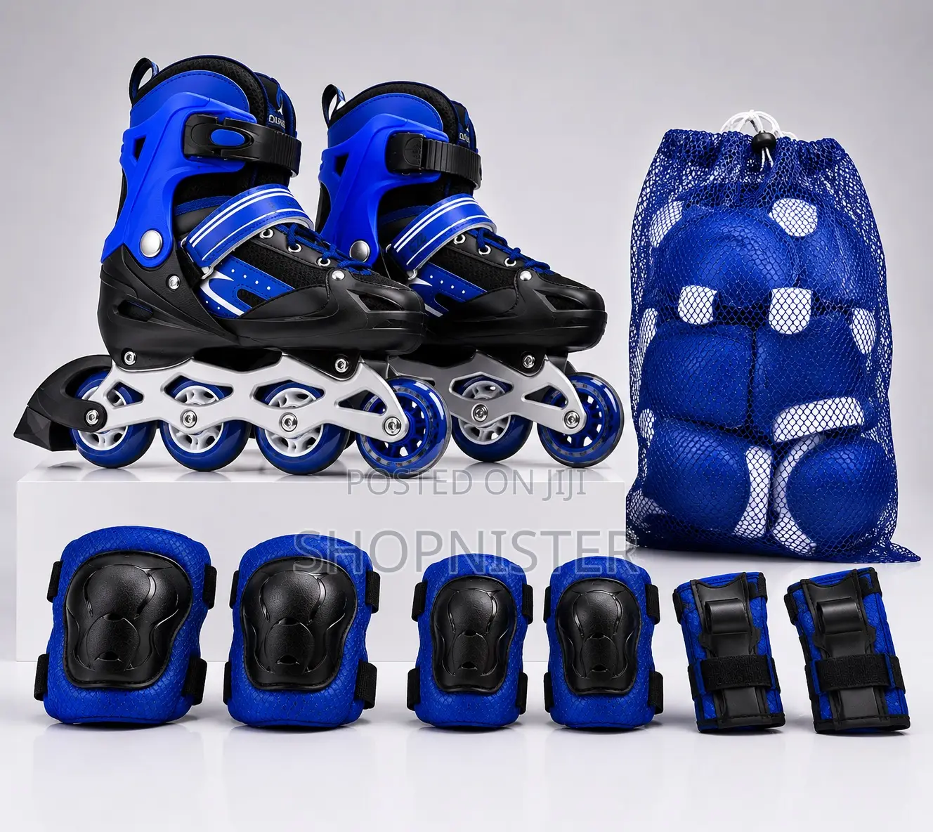 Adjustable Kids Inline Roller Skates Set (Size 35–38) With Protective