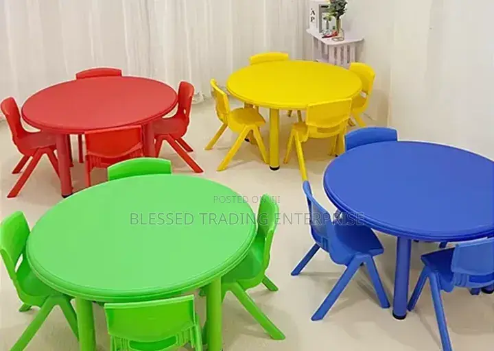 Durable Kids Round Plastic Table For Learning