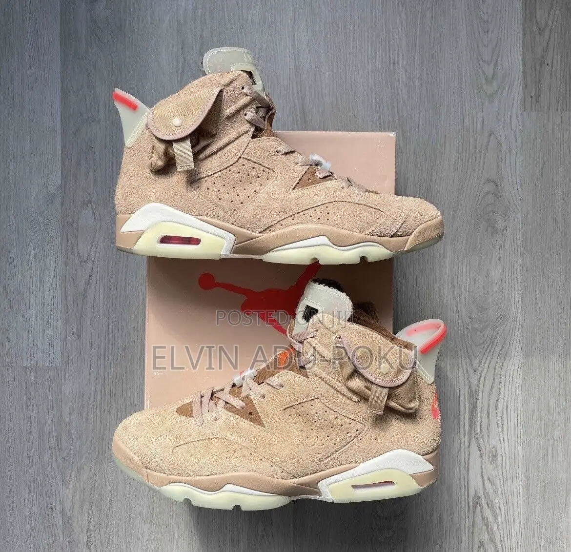 Travis Scott Air Jordan 6 Retro "British Khaki Promo Sample" Sneakers