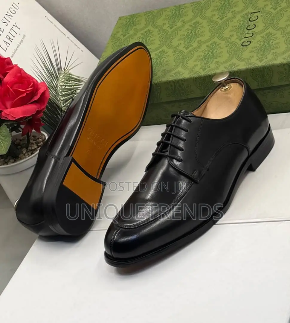 Executive Gucci Derby Leather Shoes (Black)
