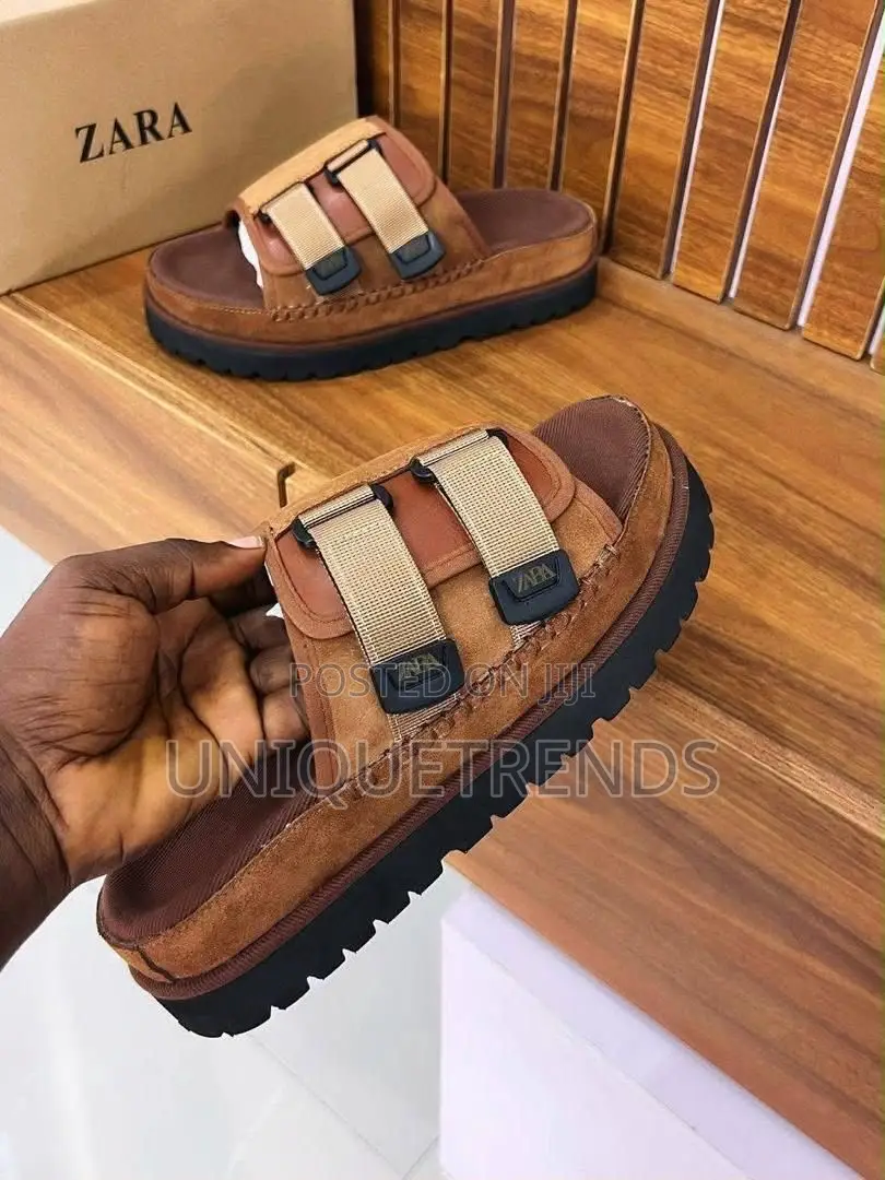 High Quality Zara Suede Leather Sandals ( Black and Brown)