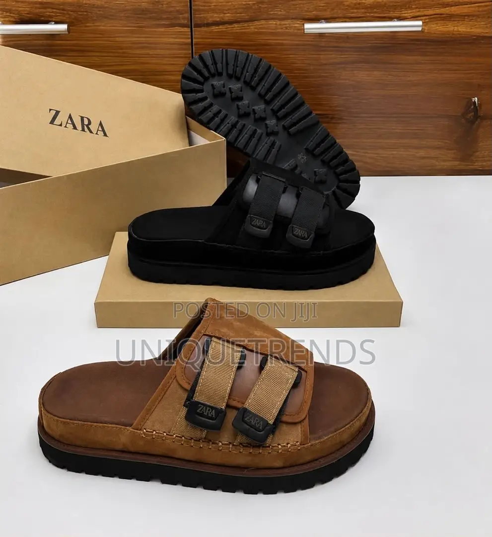 High Quality Zara Suede Leather Sandals ( Black and Brown)