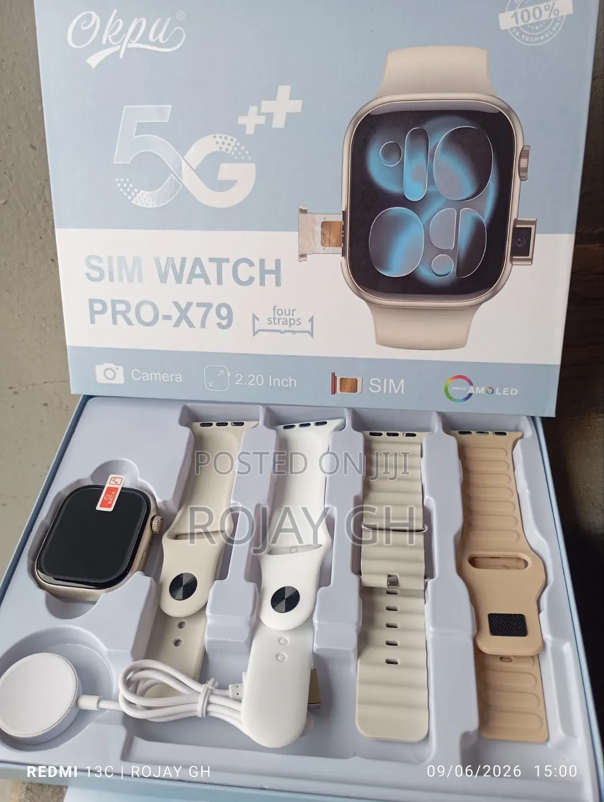 Okpu Pro-X79 Sim Smart Watch With Camera 4 Colorful Straps - Silver