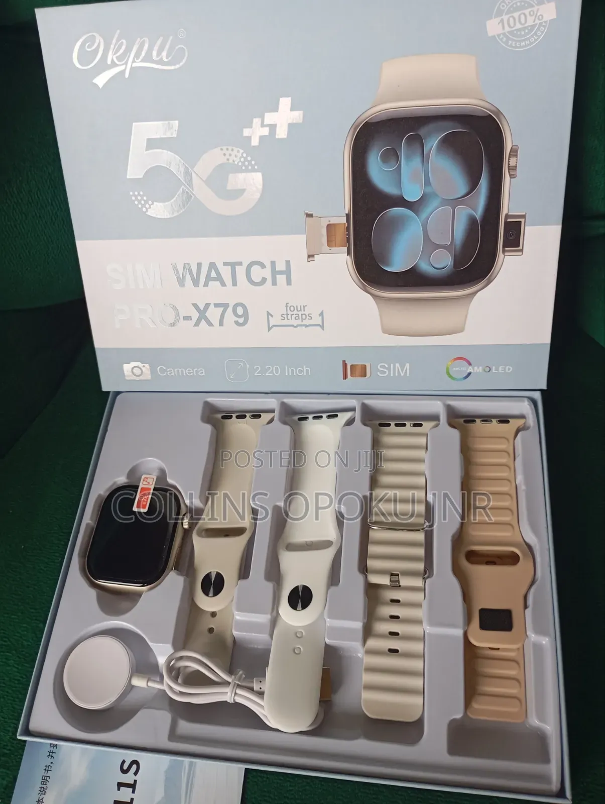 Pro-X79 Smart Watch With Sim Slot and Camera + 4 Straps - Silver