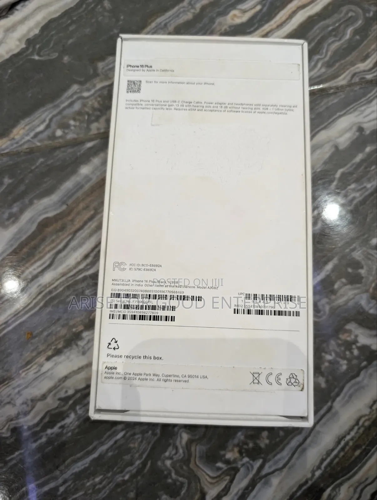 New Apple iPhone 16 Plus 128 GB Black