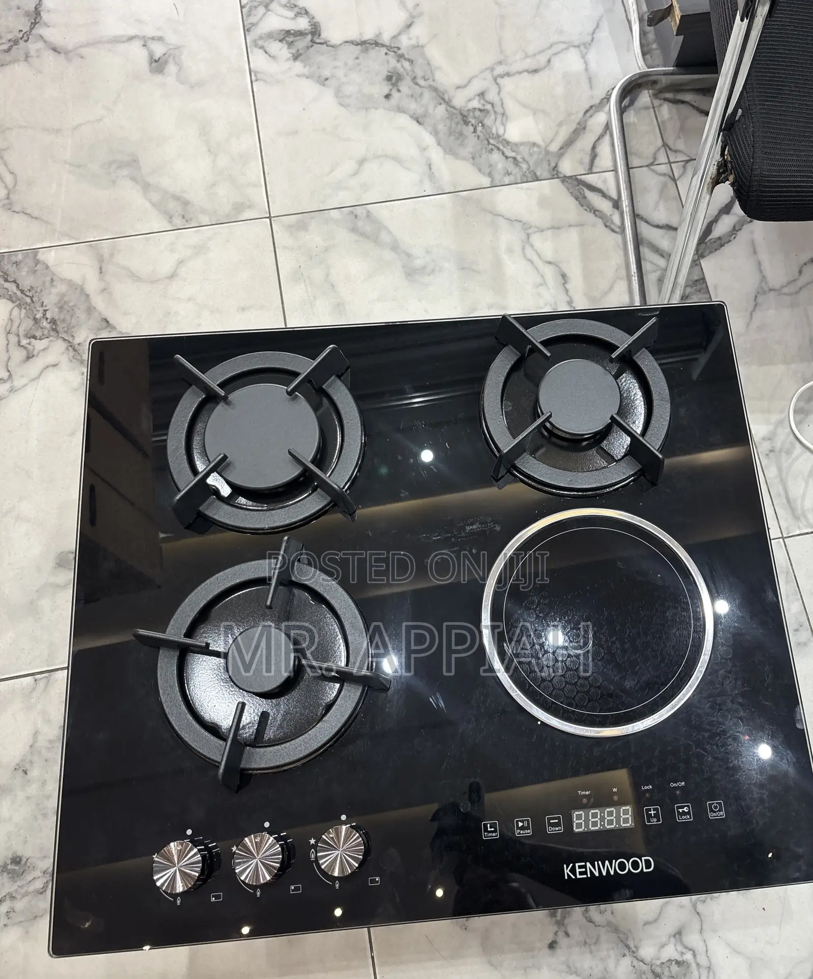 Sleek Kenwood 60cm 3 Gas With 1 Electric Burner(Tempered Glass) 