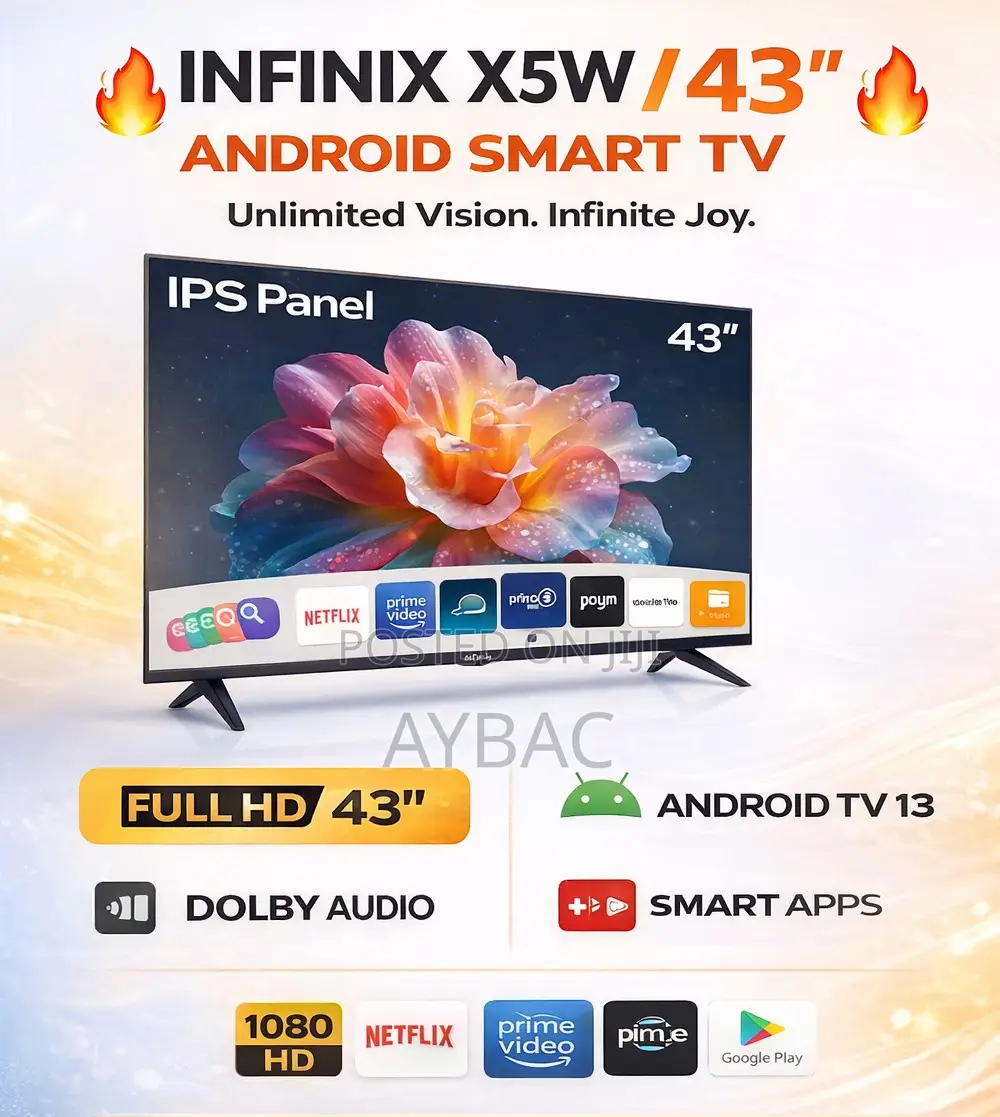 Infinix X5w 43′′ Android Smart Tv – Full Hd, Ips Panel, Dolby Audio