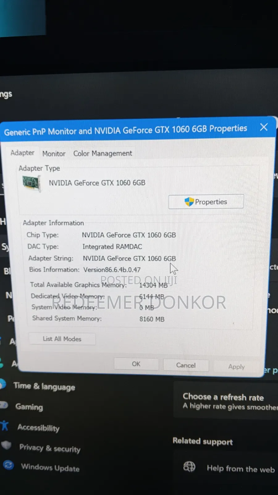 Nvidia GTX 1060 6gb Ddr5 Oc
