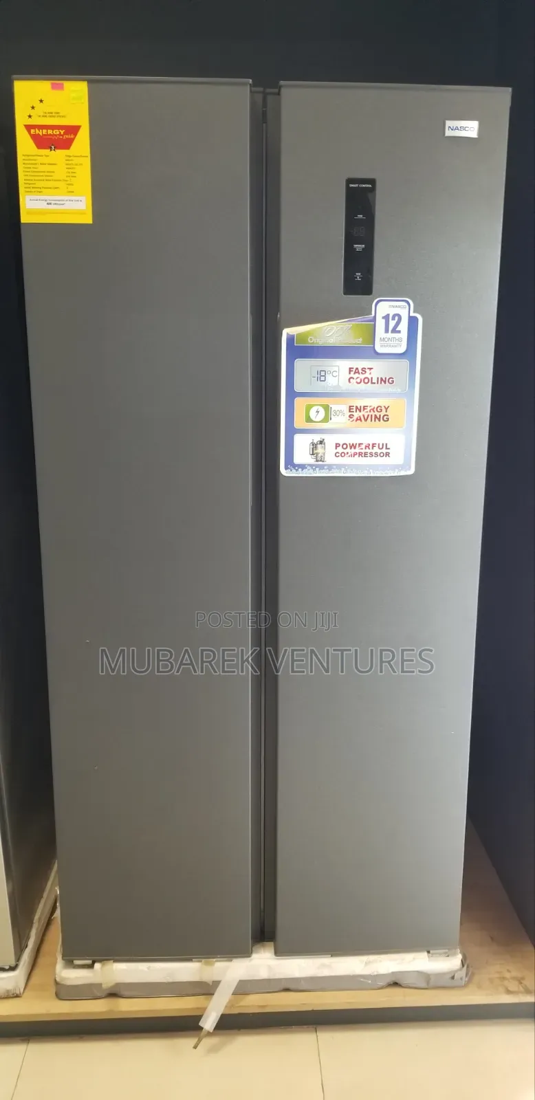 Nasco 360ltrs Side by Side Refrigerator Metalic Silver