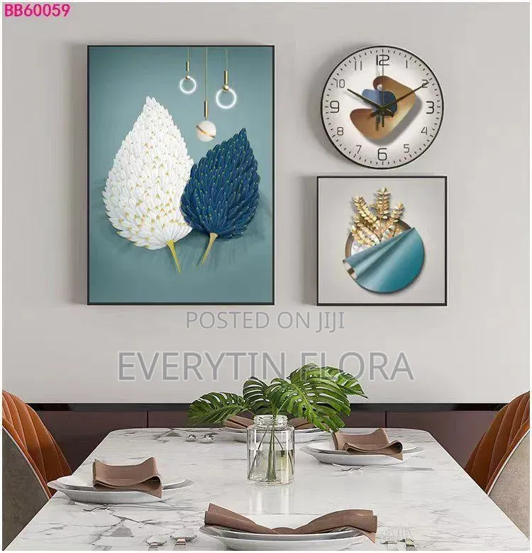 Wall Hanging Set – Canvas Art + Silent Clock*