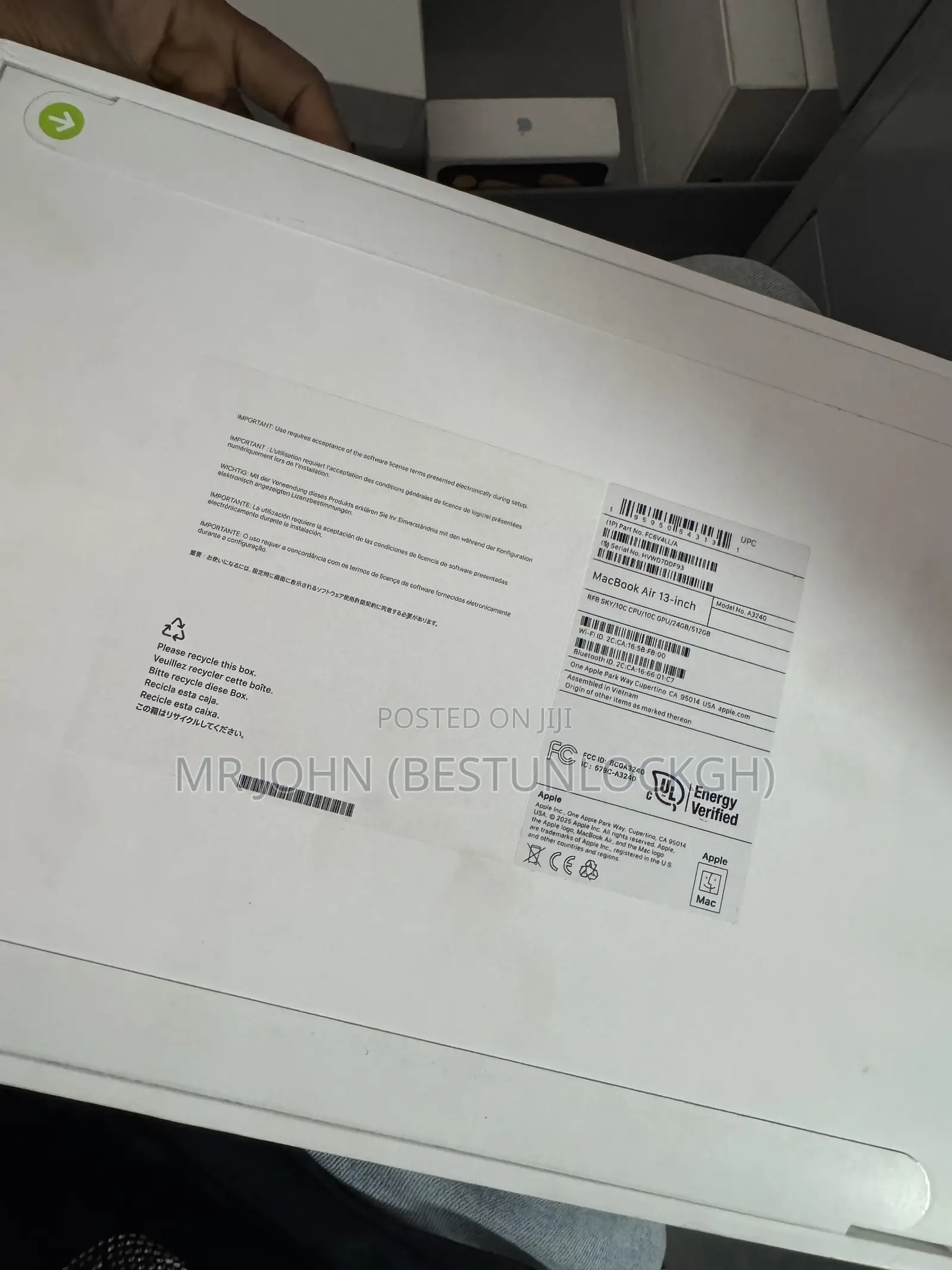 Laptop Apple MacBook Air 2025 M4 24GB Apple M4 SSD 512GB