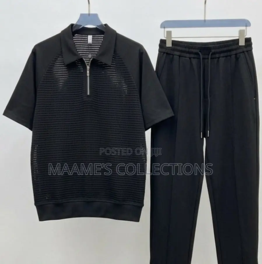Men’S Print Zip Casual Top and Down Trousers