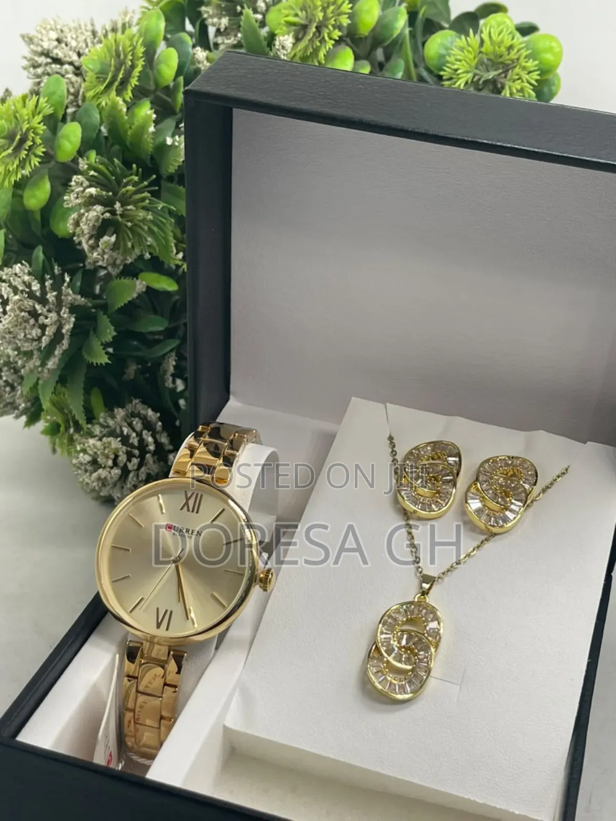 Curren Ladies Watch, Necklace Earrings Set –Elegant Gift Set for Her