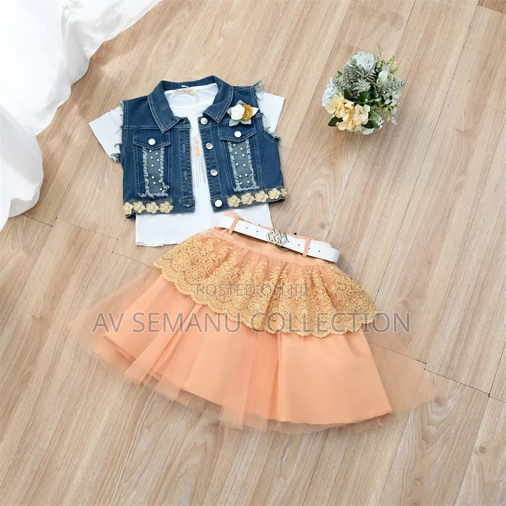 Girls Skirt and Top With Jeans Jacket