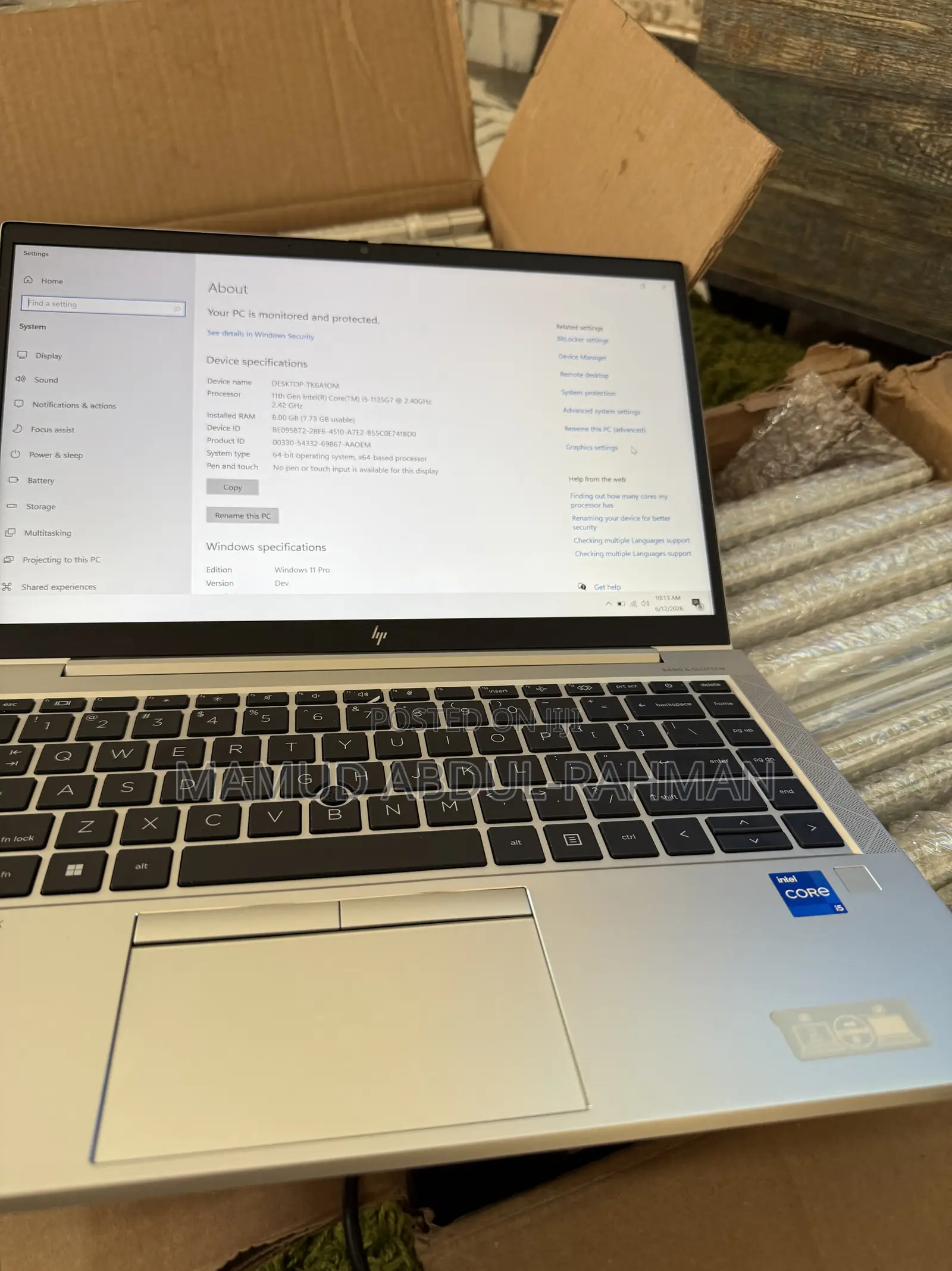 Laptop HP EliteBook 840 G8 8GB Intel Core i5 SSD 256GB