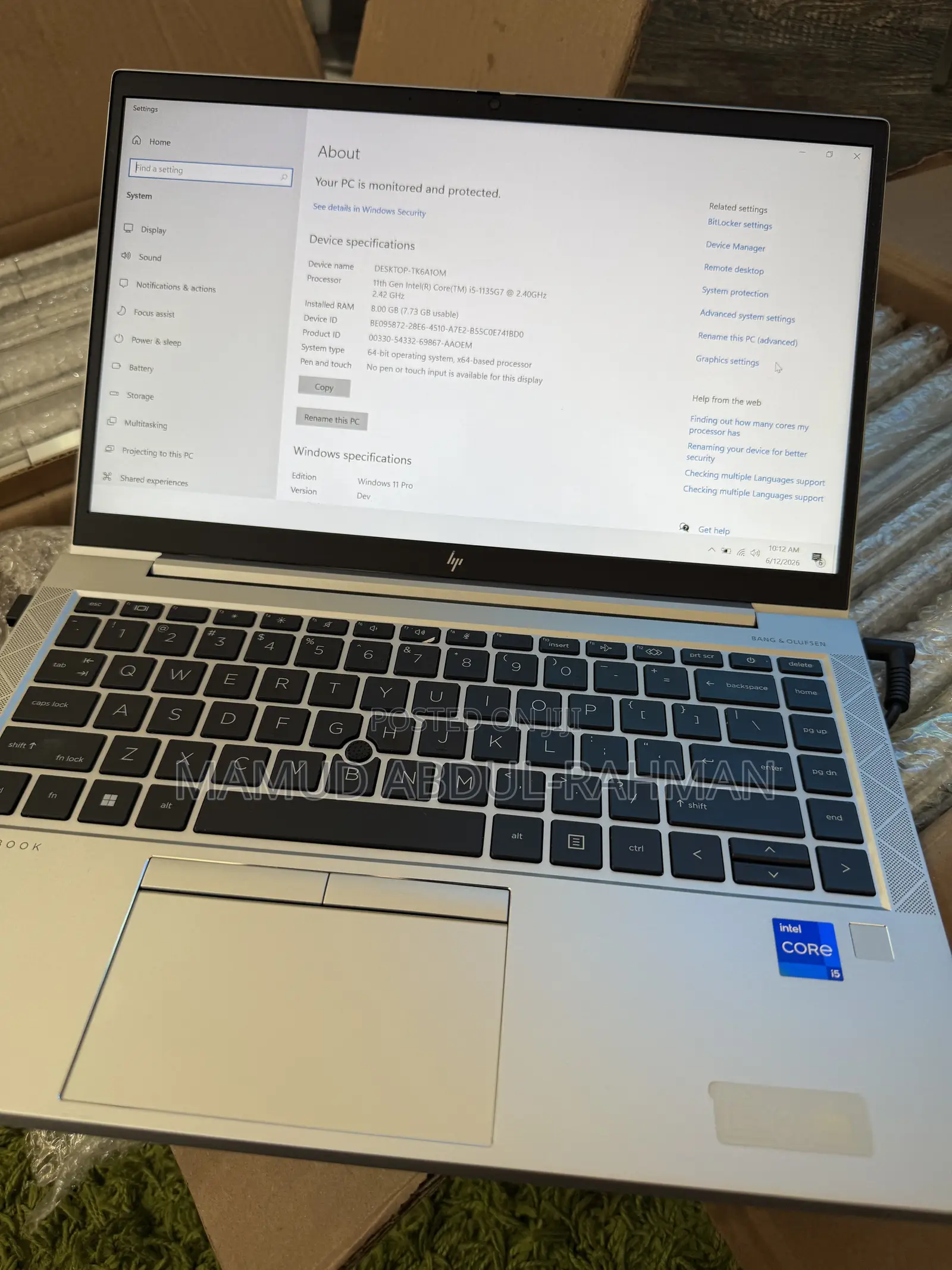 Laptop HP EliteBook 840 G8 8GB Intel Core i5 SSD 256GB