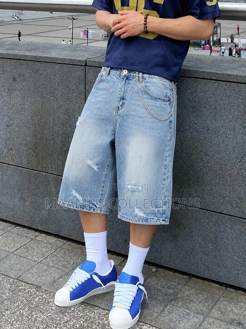 New Summer Knee-Length Men's Loose Fit Casual Denim Short Jeans /Jorts