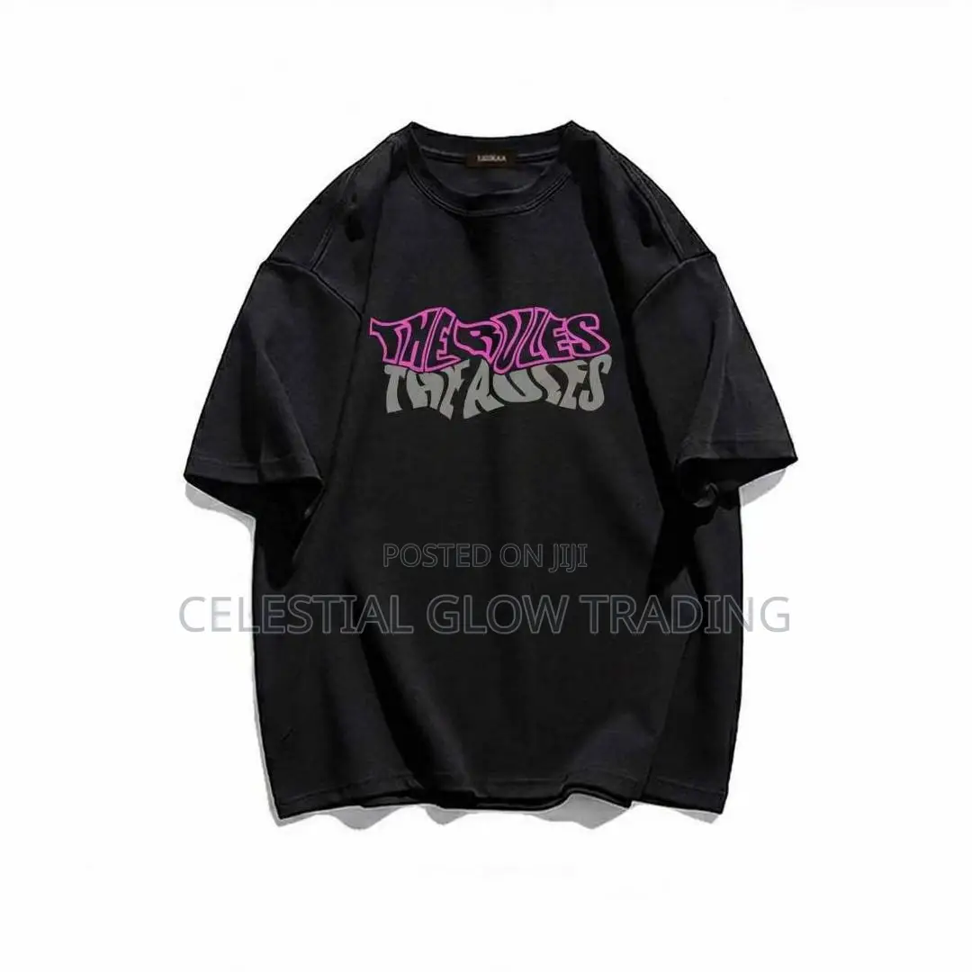 Black "The Vibes" Retro Letter Print T‐Shirt – Casual Crew Neck Tee