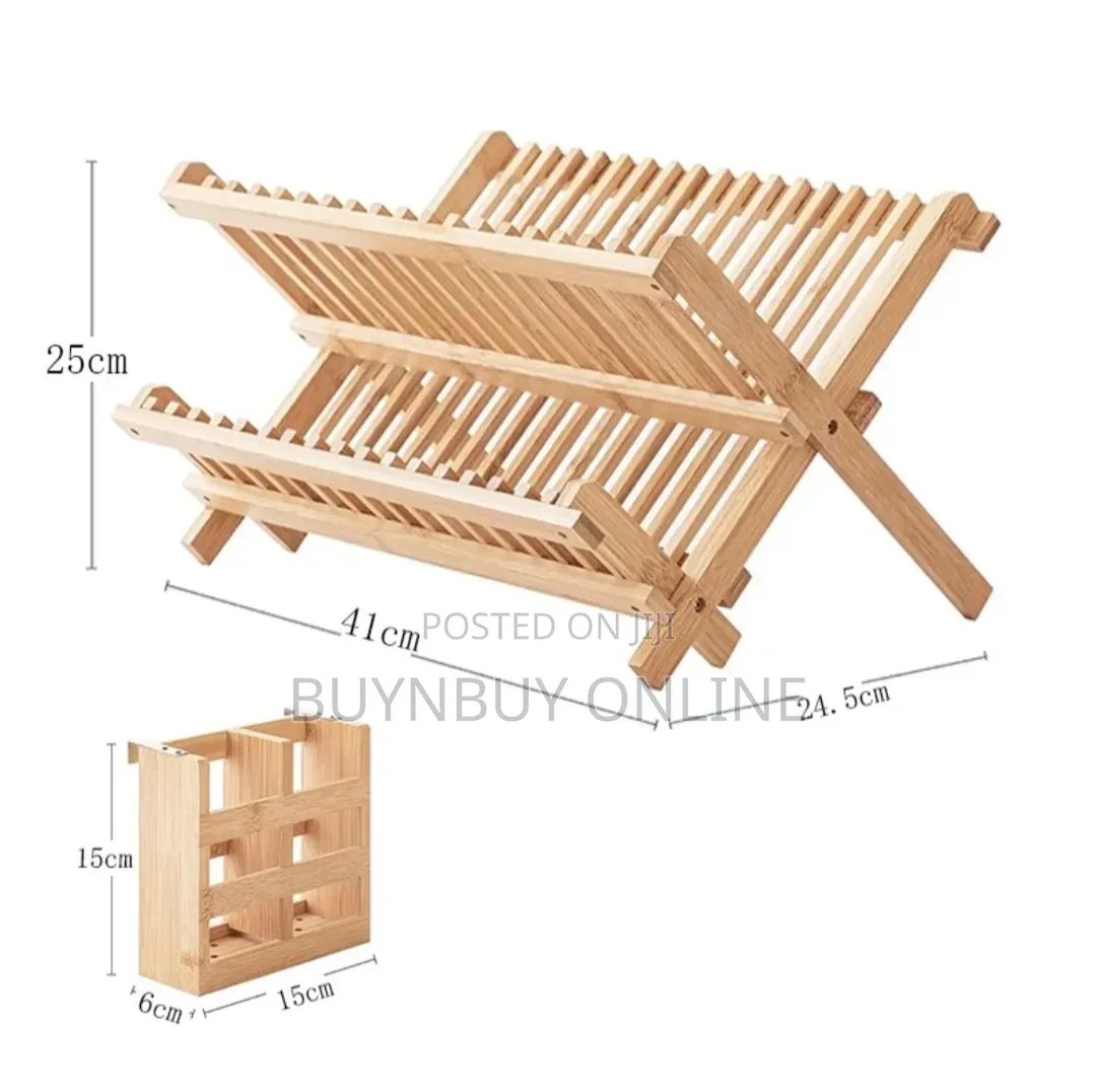 Double Layer Ecofriendly Wooden Dish Drying Rack