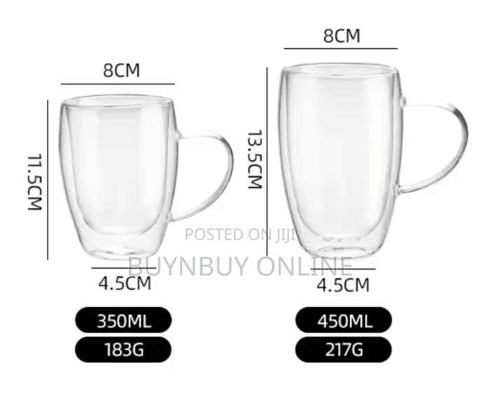 2 Set of Double Layer Glass Cup