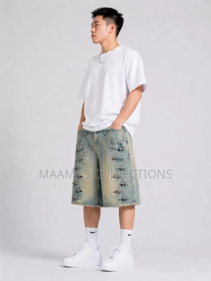 New Summer Knee-Length Men's Loose Fit Casual Denim Short Jeans /Jorts