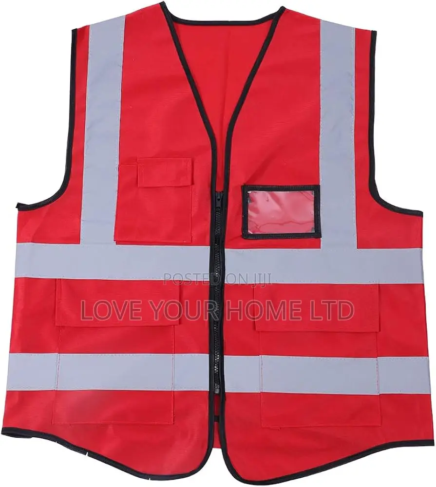 Reflective Safety Vest For Women & Men, With 5 Pockets – Neon Red