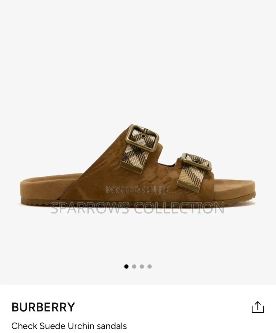 Burberry Urchin Check Khaki Suede Sandals