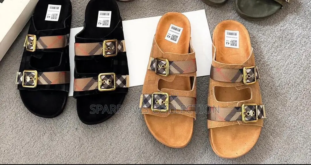Burberry Urchin Check Khaki Suede Sandals