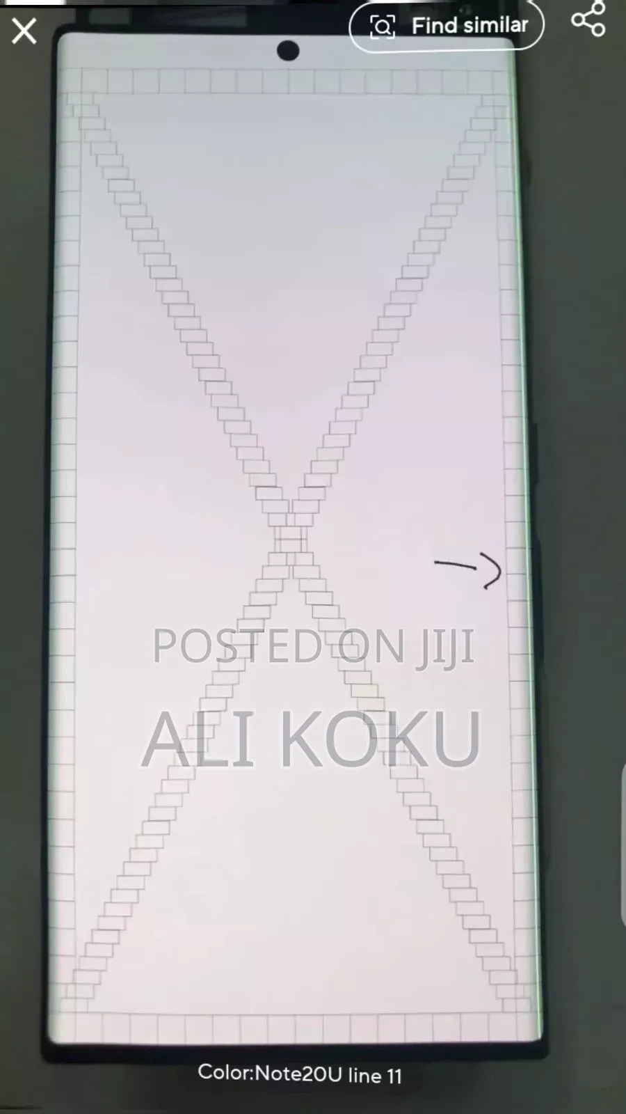 Samsung Note 20 Ultra Screen. With Line