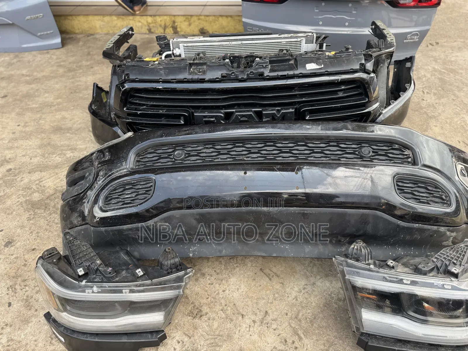 Dodge Ram 2019-2023 Front Bumper Cut Complete With Headlight Pair