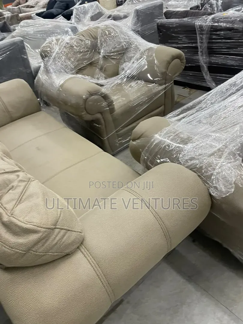 Beige 3-Piece Sofa Set - Rolled Arm Design With Cushions