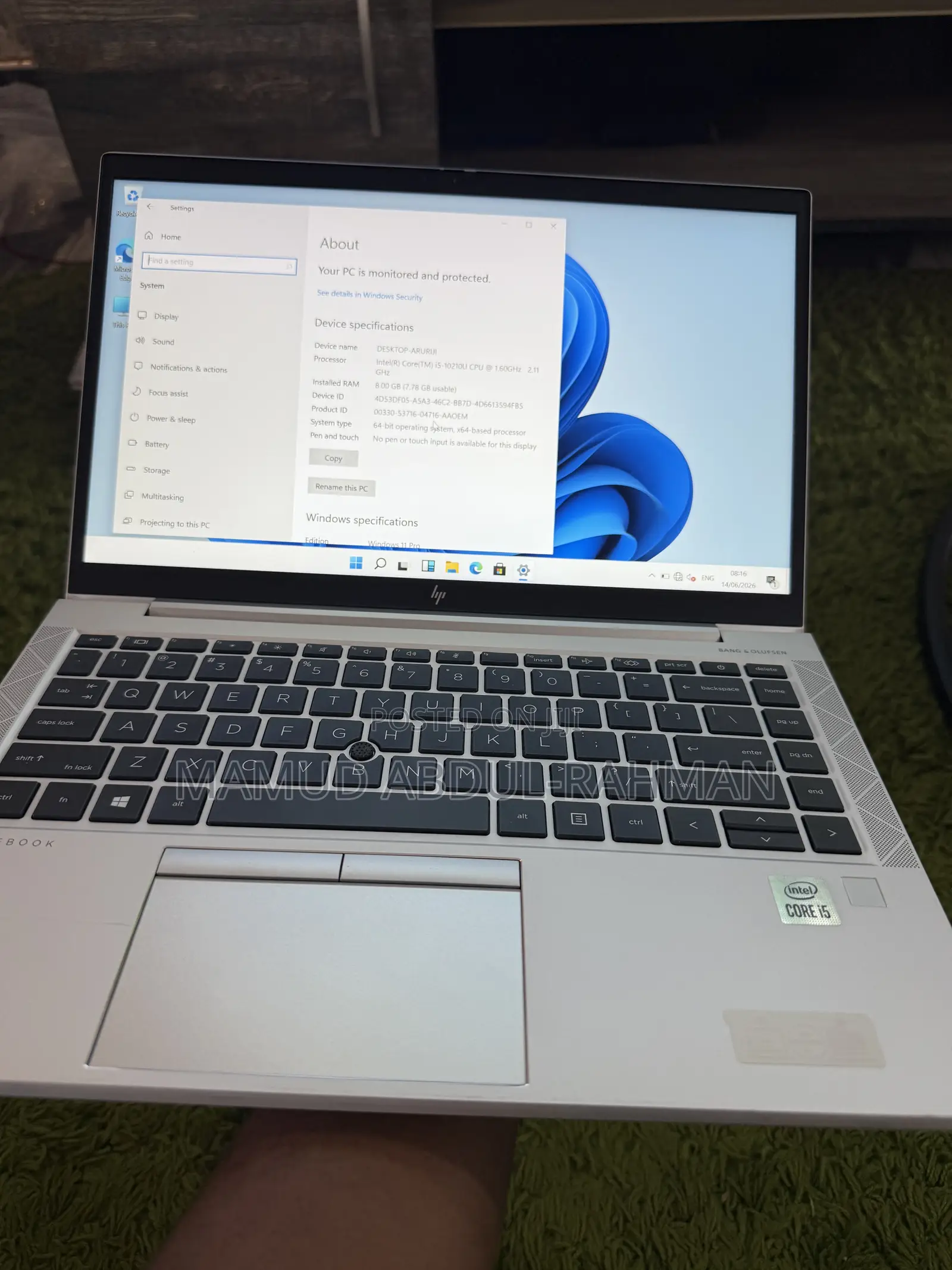 Laptop HP EliteBook 840 G7 8GB Intel Core i5 SSD 256GB