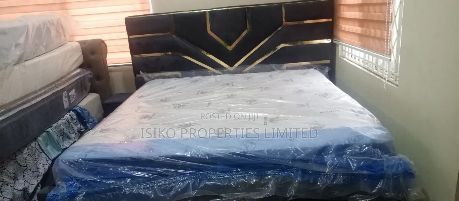 Foreign King Size Mattress and Bed Frame With Side Drawer