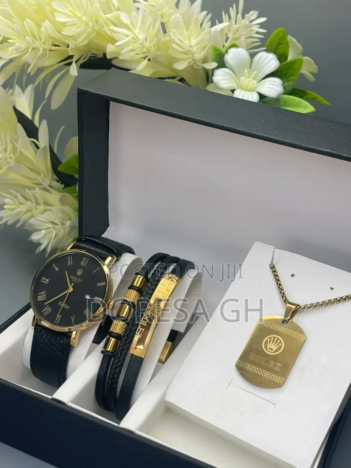 Rolex Watch, Necklace Bracelet Set for Men – Complete Gift Set