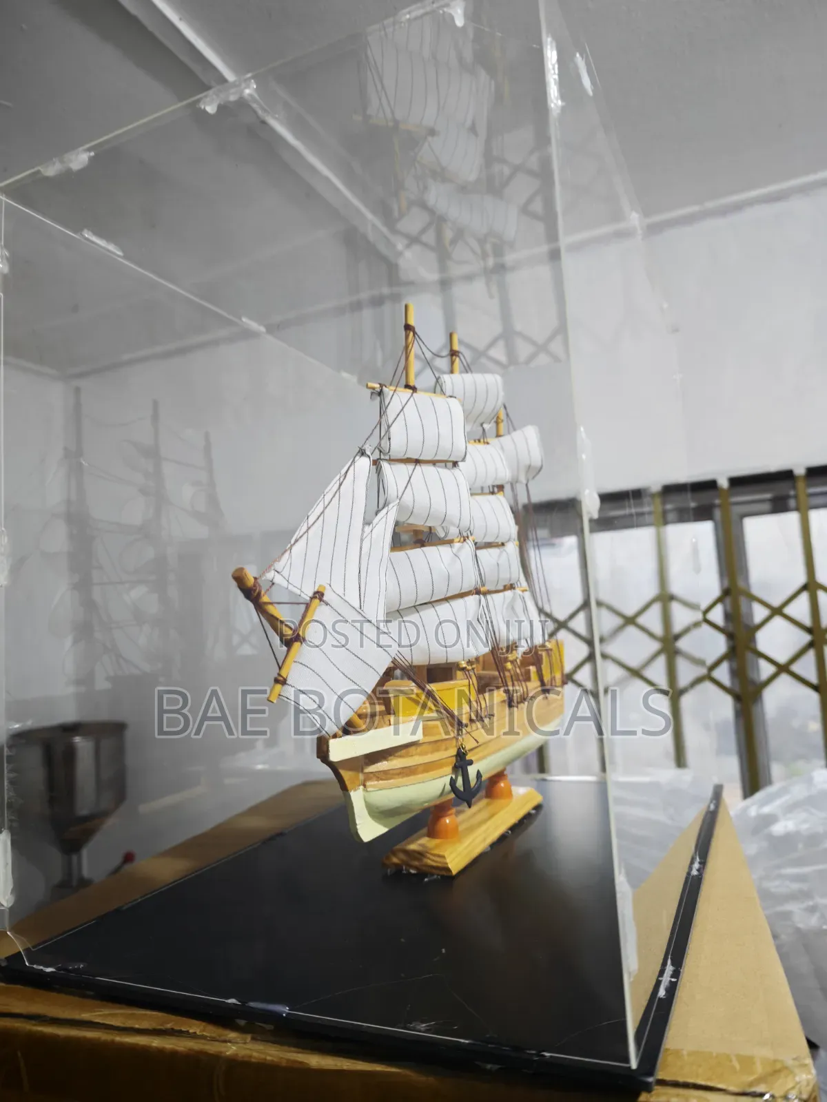 Decorative Vintage Sail Ship For Gifting/Decor In Clear Acrylic Box