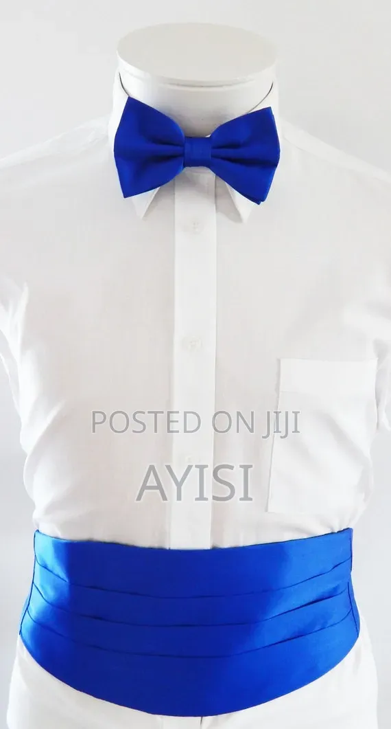 Bow Tie With 2 Pocket Square and Cummerbund Set - Red