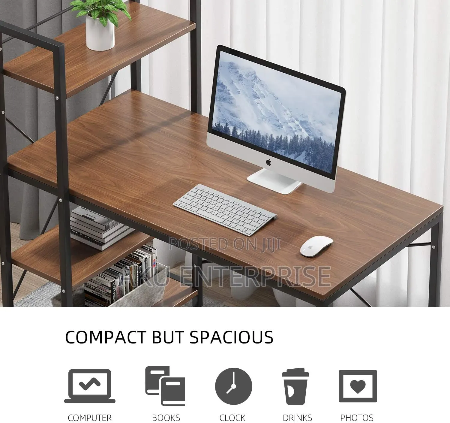 Computer Study Desk With Shelves Office Workstation Wood
