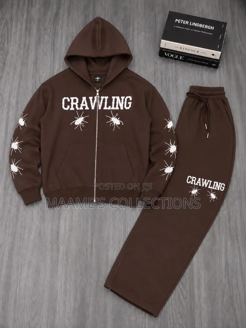 Men’S Distinctive Crawling Graphic and Spider Prints Hoodies Set