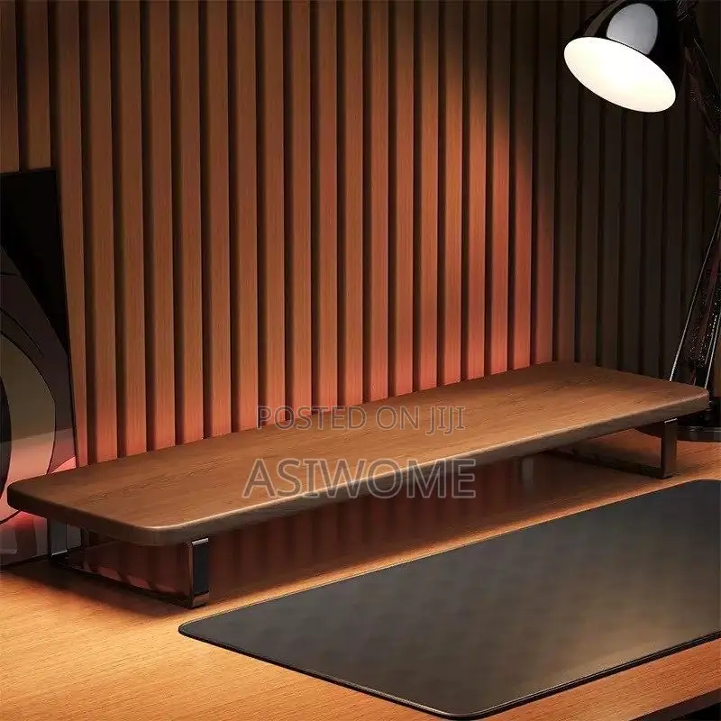 Elegant Wooden Monitor Stand With Metallic Legs