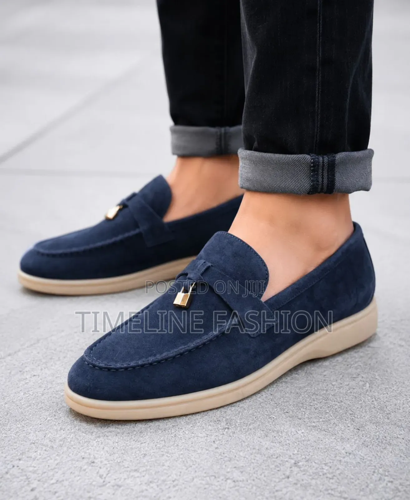 Dark Blue Loro Piana Ring My Bell Men's Shoes